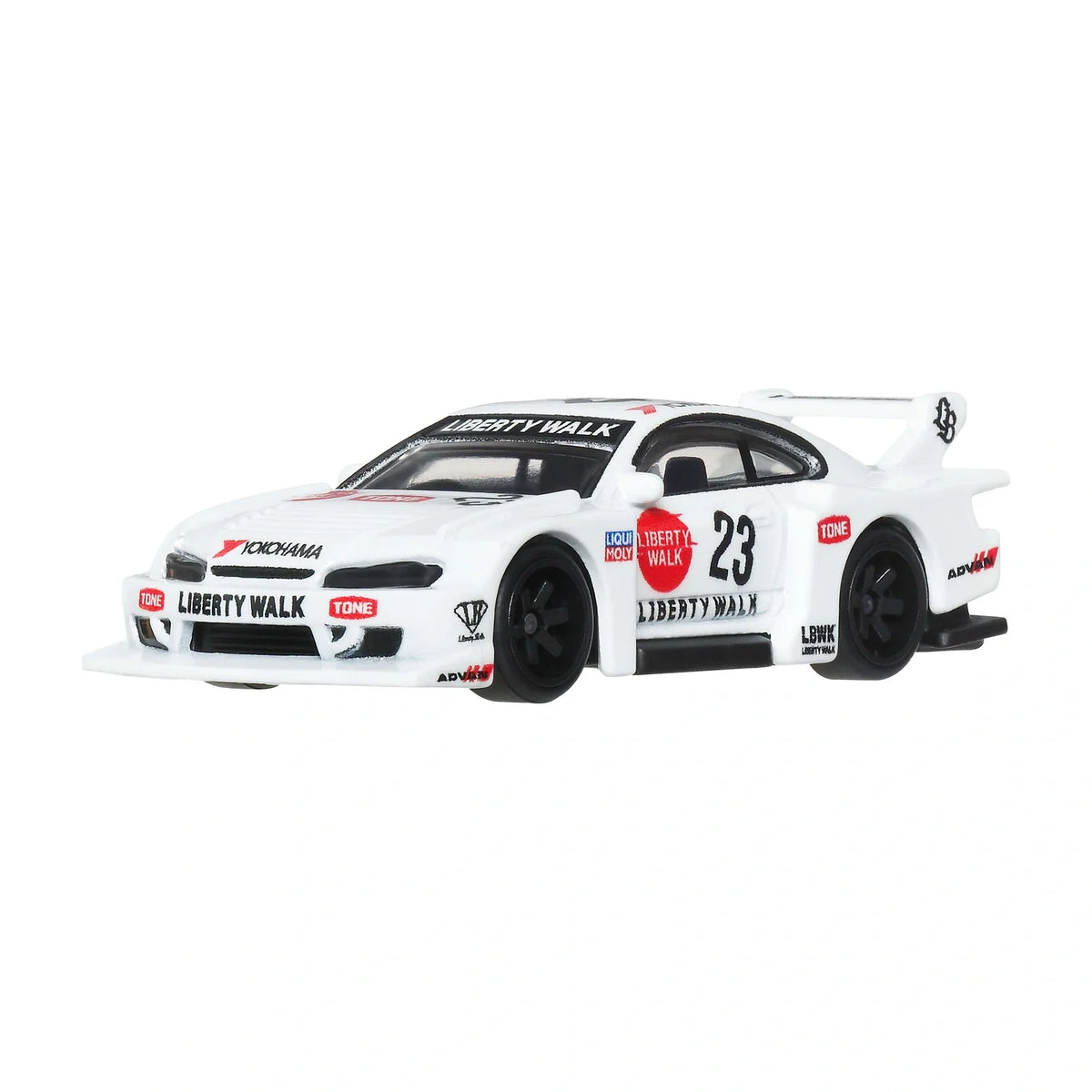 LB Super Silhouette Nissan Silvia S15 - Hot Wheels Premium Aero Styles 1:64 - Complete white Nissan Silvia S15, left front view