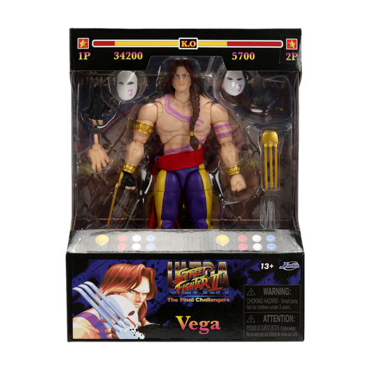 Vega - Ultra Street Fighter II 1:12 Figure - Jada Toys - Exact packaging on white