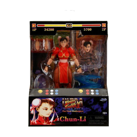 Chun-Li Player 2 Red - Ultra Street Fighter II 1:12 Figure - Jada Toys - Exact packaging on white