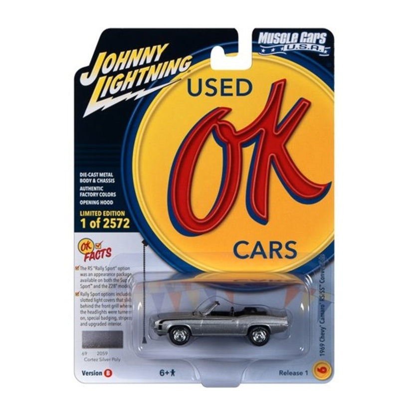 Johnny Lightning 1969 Chevrolet Camaro Rs/Ss Convertible Cortez Silver Black