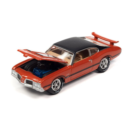 Johnny Lightning 1972 Oldsmobile 442 W30 Flame Orange Poly With Black Roof