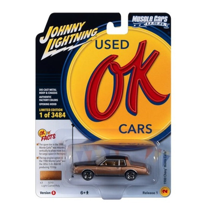 Johnny Lightning 1980 Chevrolet Monte Carlo Light Camel Poly With Gloss Black