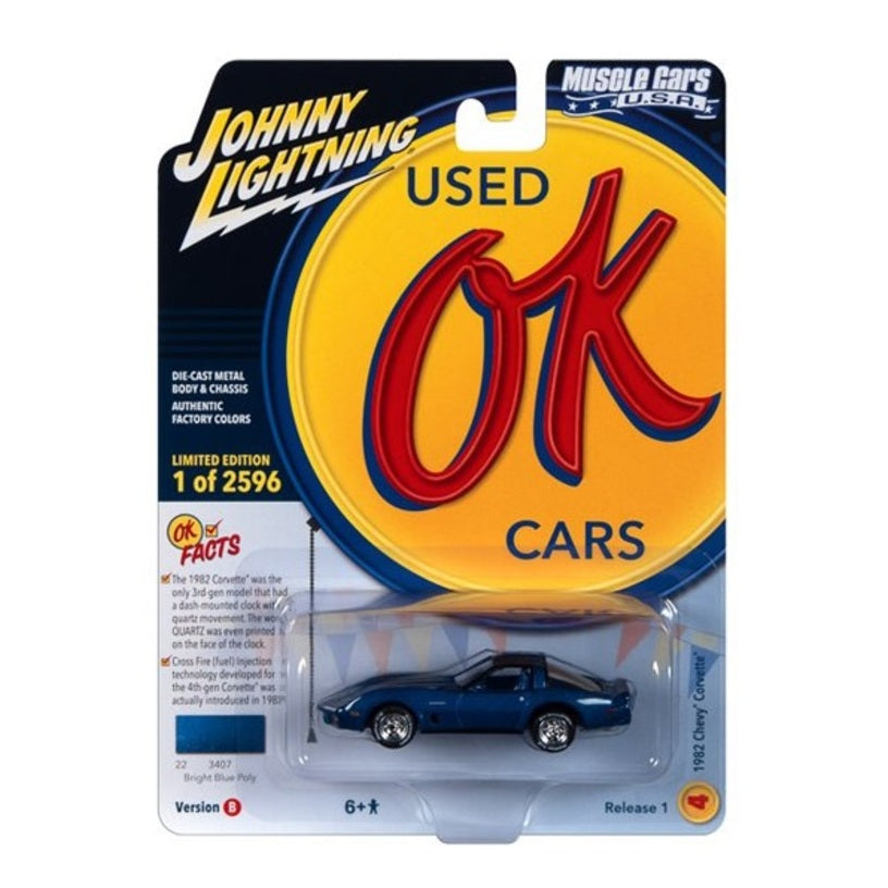 Johnny Lightning 1982 Chevrolet Corvette Bright Blue Poly