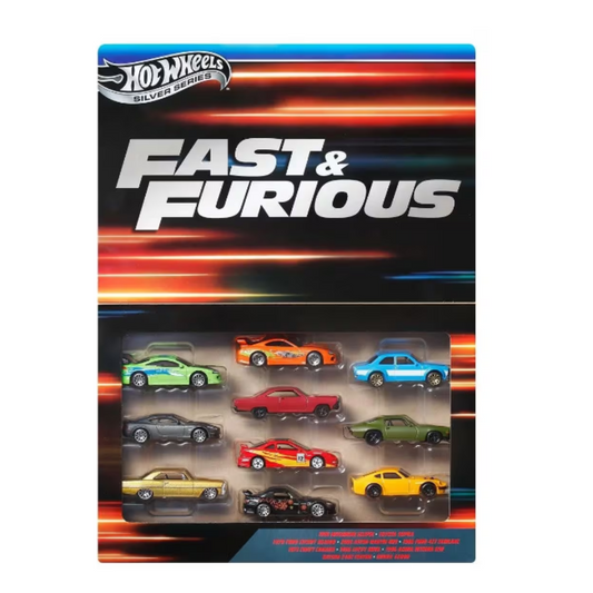 10 Pack Hot Wheels Silver Series Fast & Furious Cars Specialised Packaging