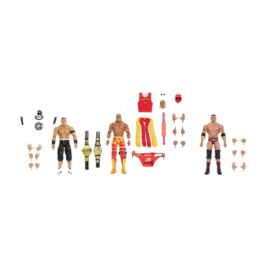 2026 Wwe Elite Collection Raw 3-Pack: John Cena, Hulk Hogan & Batista [Exclusive] - complete unboxed product on white
