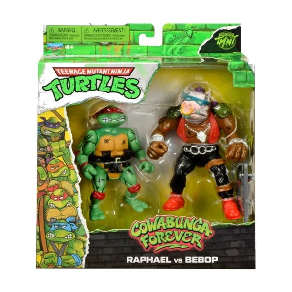 Raphael Vs. Bebop 2-Pack Tmnt Cowabunga Forever - Exact packaging on white