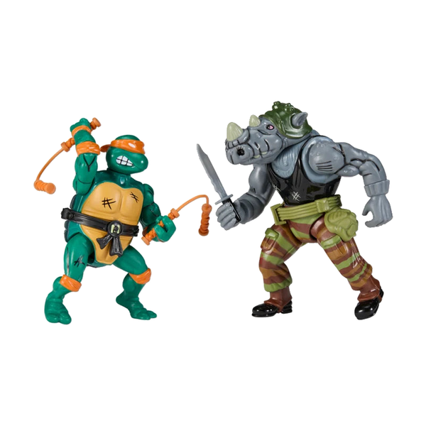 Michelangelo Vs. Rocksteady 2-Pack Tmnt Cowabunga Forever - complete unboxed product on white