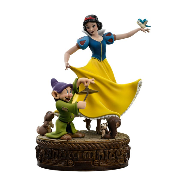 Snow White and Dopey - Disney Art Scale 1:10 Statue - Iron Studios â€” Complete statue front view on white