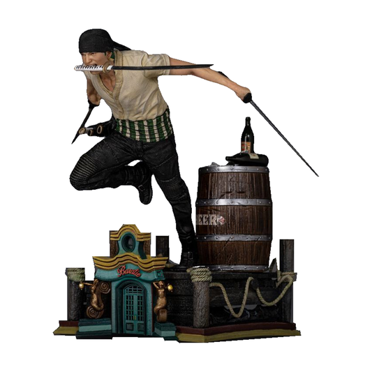 Roronoa Zoro - Netflix One Piece Art Scale 1:10 Statue - Iron Studios â€” Complete statue alternate view on white