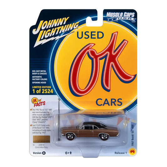 Johnny Lightning 1967 Buick Gs 400 Gold Mist Poly With Flat Black Roof