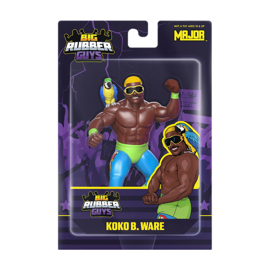 Major Big Rubber Guys Koko B. Ware 8-Inch Figure - Exact Koko B. Ware Big Rubber Guys packaging on white