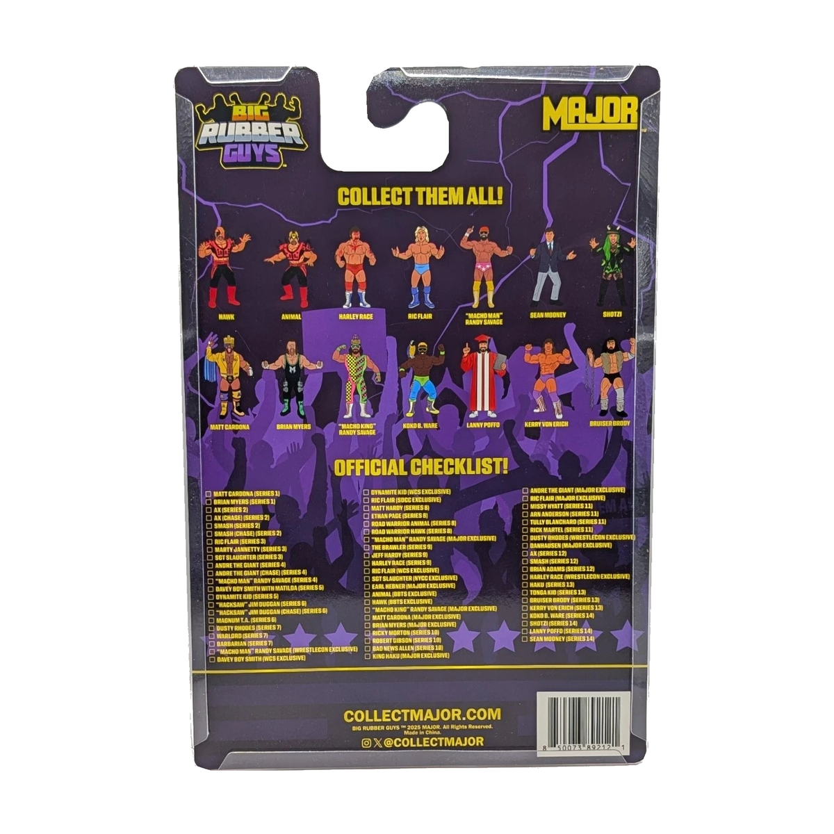Major Big Rubber Guys Sean Mooney 8-Inch Figure — Rear of packaging on white