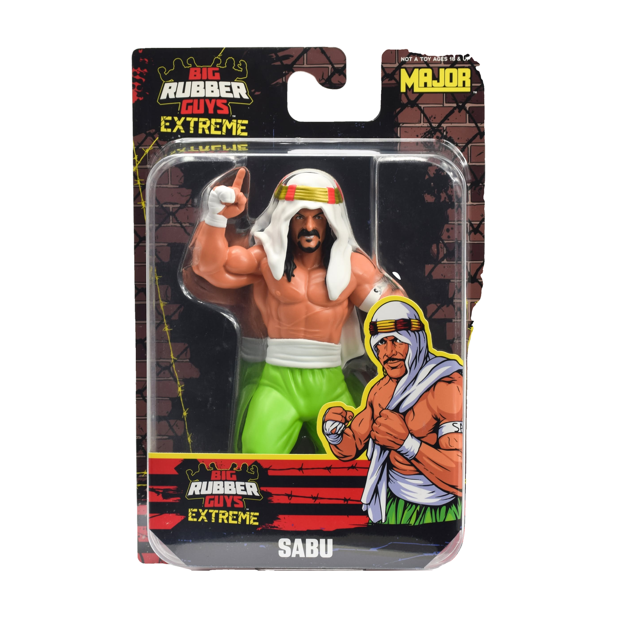 Major Big Rubber Guys Extreme Sabu 8-Inch Figure - Exact Sabu Big Rubber Guys Extreme packaging on white