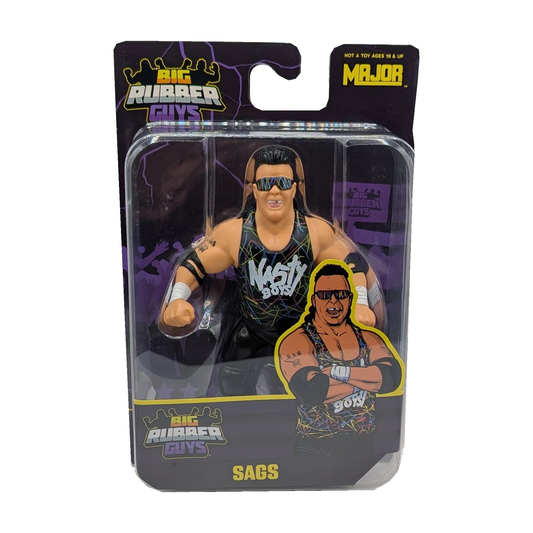 Major Big Rubber Guys Nasty Boys Jerry Sags 8-Inch Figure — Exact retail packaging on white