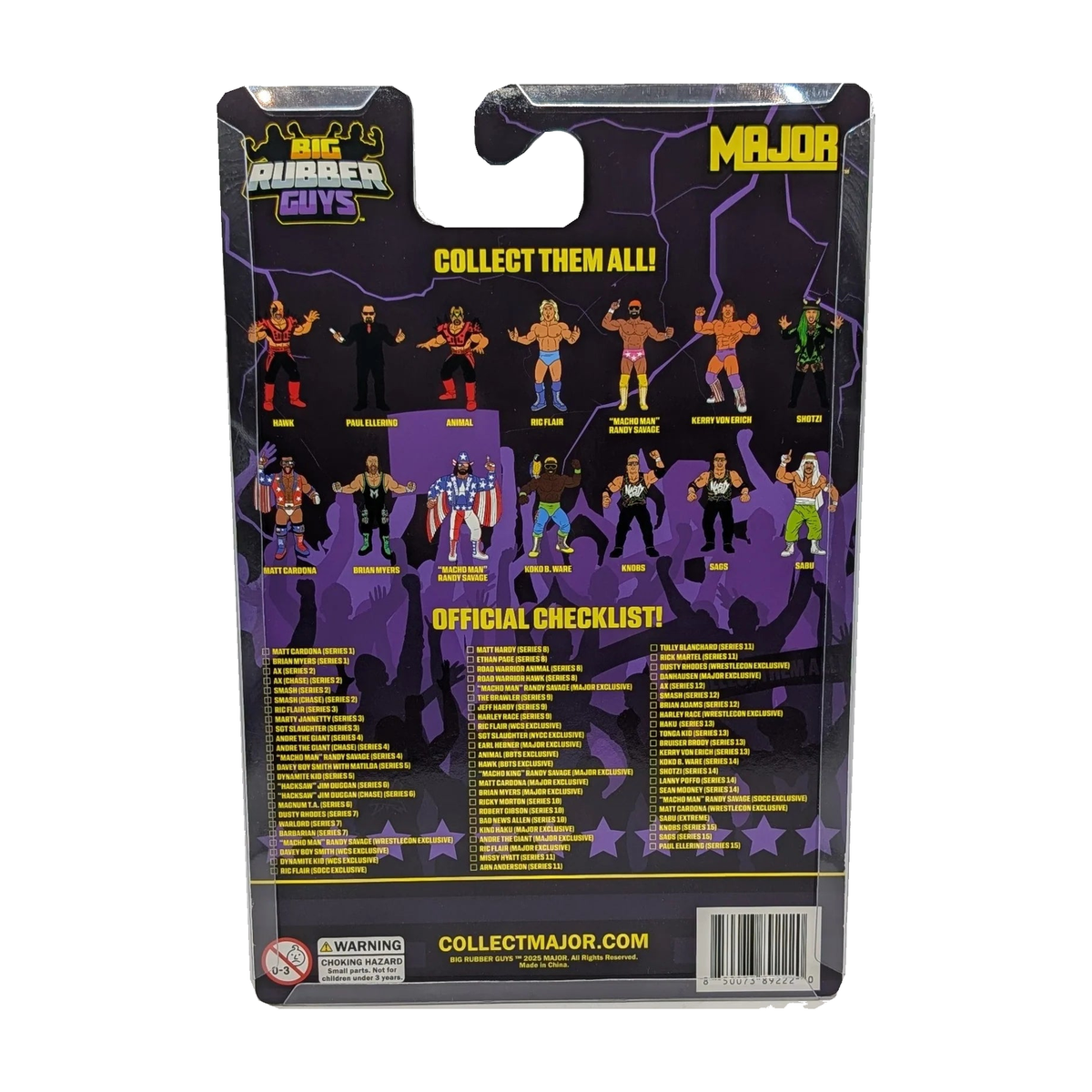 Major Big Rubber Guys Nasty Boys Jerry Sags 8-Inch Figure — Rear of packaging on white