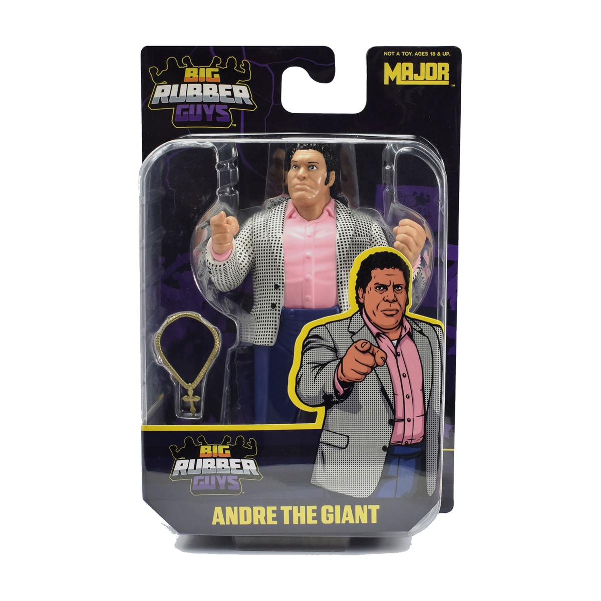 Major Big Rubber Guys Suited Andre the Giant 8-Inch Figure — Exact retail packaging on white