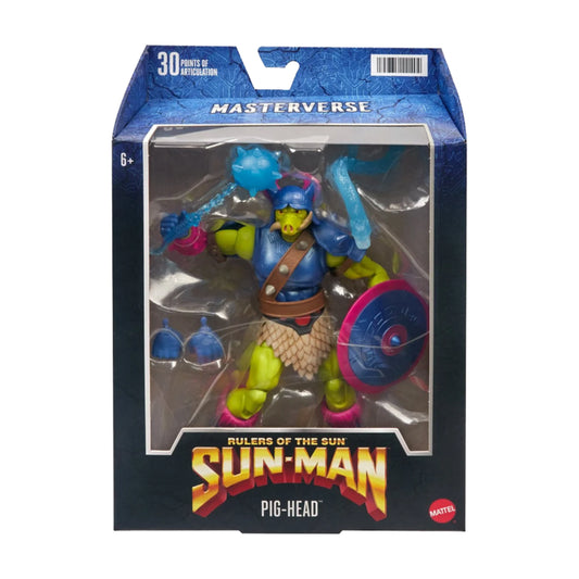 Pig-Head - MOTU Masterverse Rulers of the Sun Figure - Matching retail packaging on white