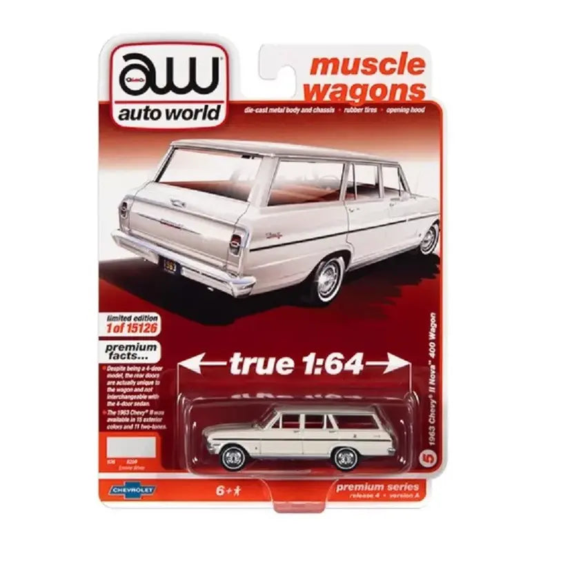 1963 Chevy Ii Nova Station Wagon - Auto World (Dark Silver ) 1:64 Diecast
