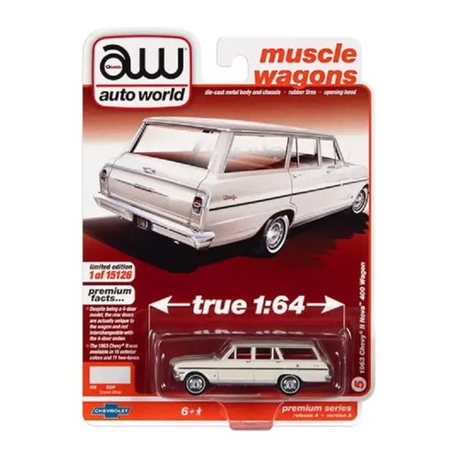 1963 Chevy Ii Nova Station Wagon - Auto World (Dark Silver ) 1:64 Diecast