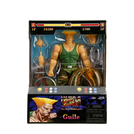 Guile - Ultra Street Fighter II 1:12 Figure - Jada Toys - Exact packaging on white