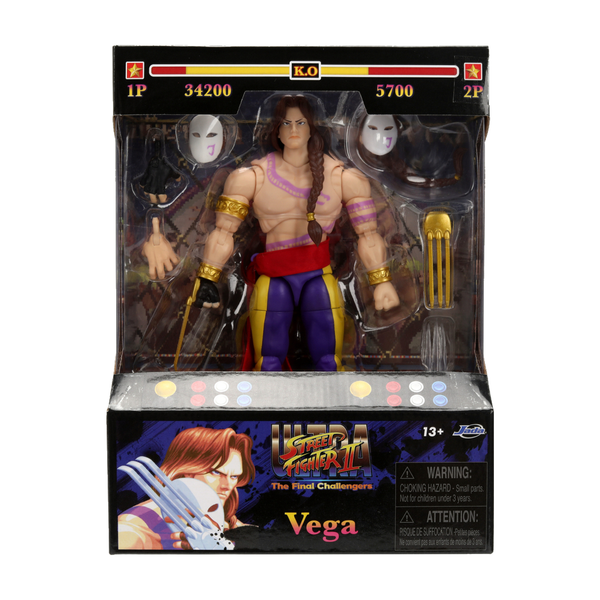 Vega - Ultra Street Fighter II 1:12 Figure - Jada Toys - Exact packaging on white