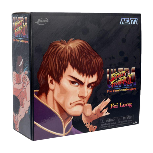 Fei Long Player 2 Deluxe - Ultra Street Fighter II 1:12 Figure - Jada Toys - Exact packaging on white