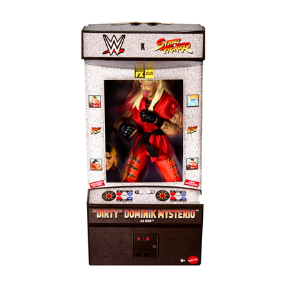 Dominik Mysterio as Ken - WWE x Street Fighter Elite Series 3 Figure - Exact packaging on white