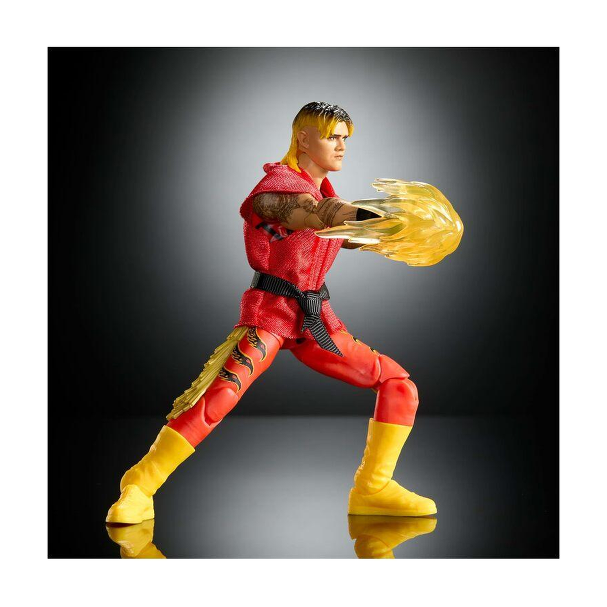 Dominik Mysterio as Ken - WWE x Street Fighter Elite Series 3 Figure - Complete product in an alternate pose or view; original photographic background