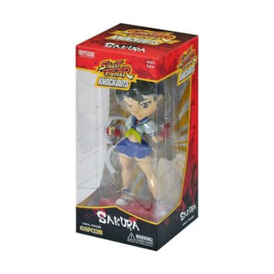Sakura - Street Fighter Knock-Outs 7-Inch Vinyl Statue - Cryptozoic - Exact packaging on white