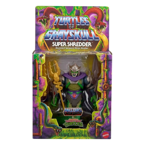 Deluxe Shredder - Motu X Tmnt Origins Turtles Of Grayskull - exact packaging on white